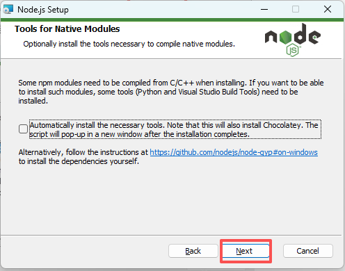 Tools for Native Modules 窗口