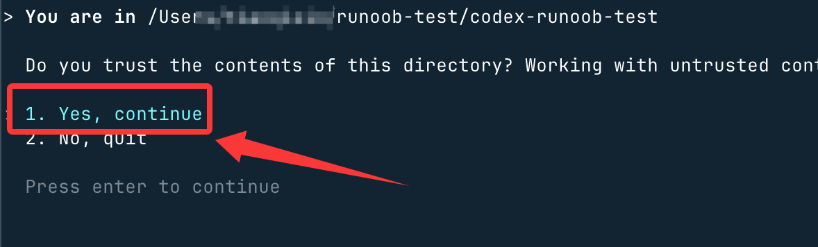 Codex CLI 首次运行