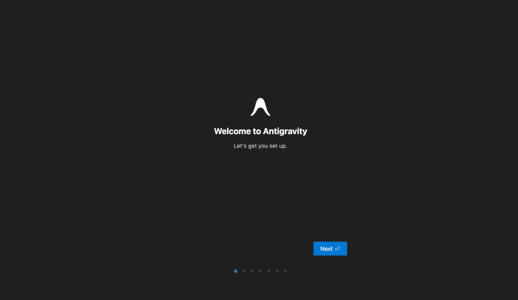 Antigravity IDE 欢迎界面