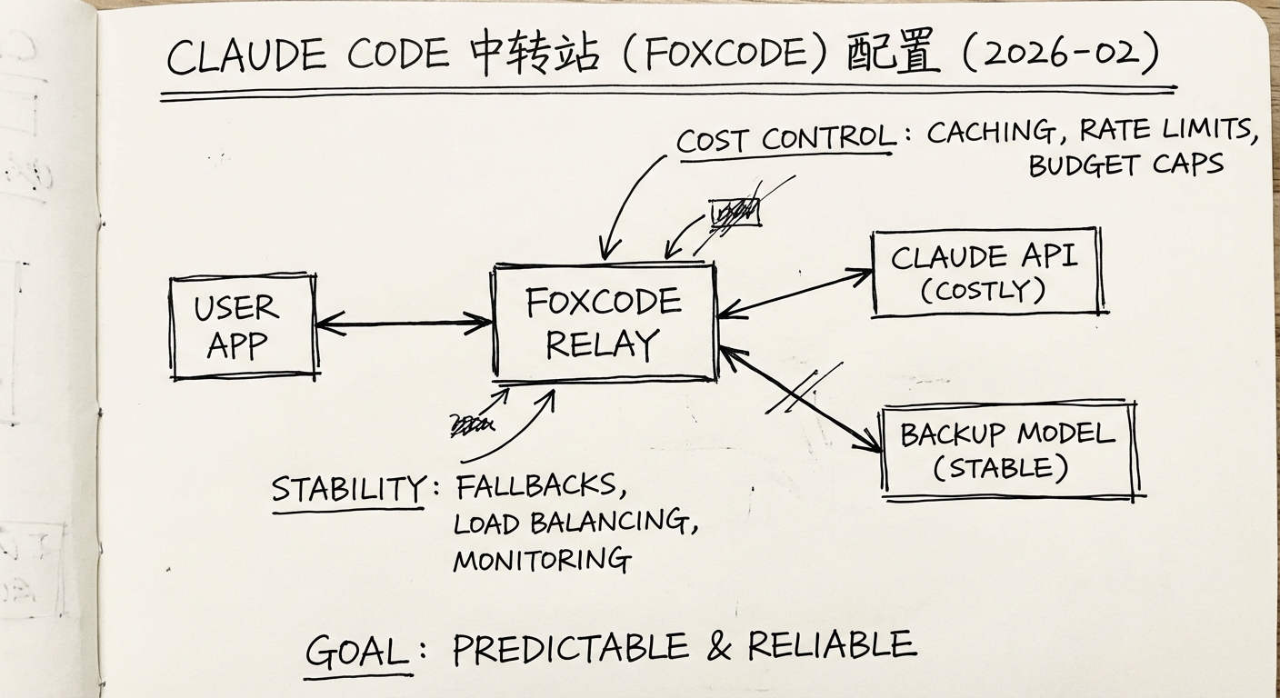 Claude Code 中转站（FoxCode）怎么配置：把成本和稳定性变得可控（2026-02） 封面