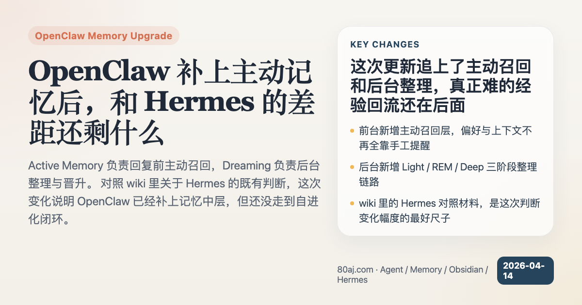 OpenClaw 记忆升级之后，和 Hermes 真正还差哪几步 日报图文