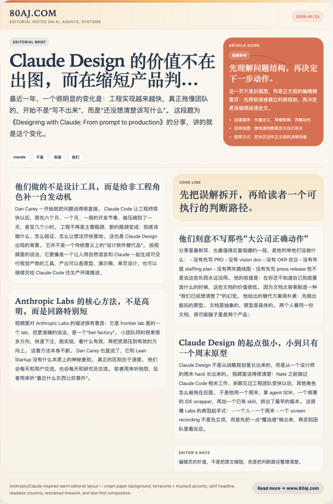 Claude Design 的价值不在出图,而在缩短产品判断回路-IT资源栈